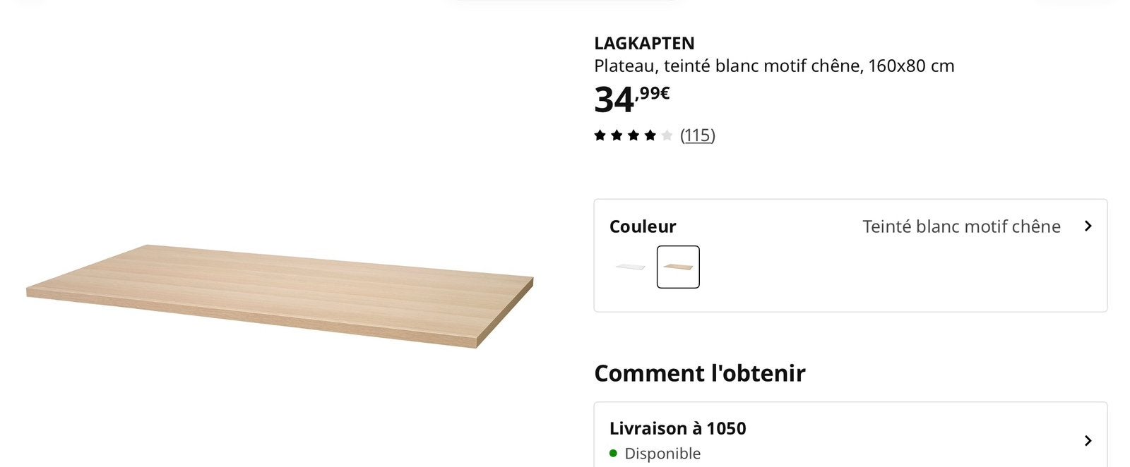 Grand bureau IKEA - Etat neuf., Maison & Meubles, Enlèvement, Comme neuf, IKEA