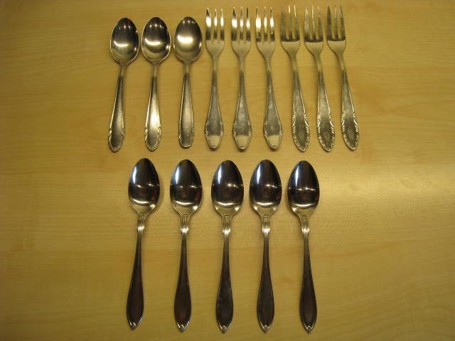 Set de 6 fourchettes à gâteau et 8 cuillères à café En parfa, Enlèvement