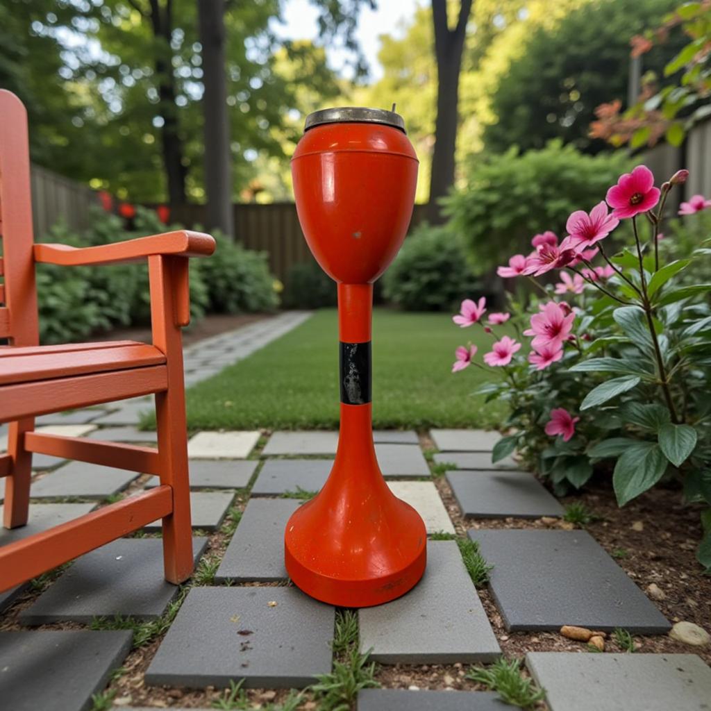 Cendrier de sol vintage rouge de l'ère spatiale, Jardin & Terrasse, Décoration murale de jardin, Utilisé, Envoi