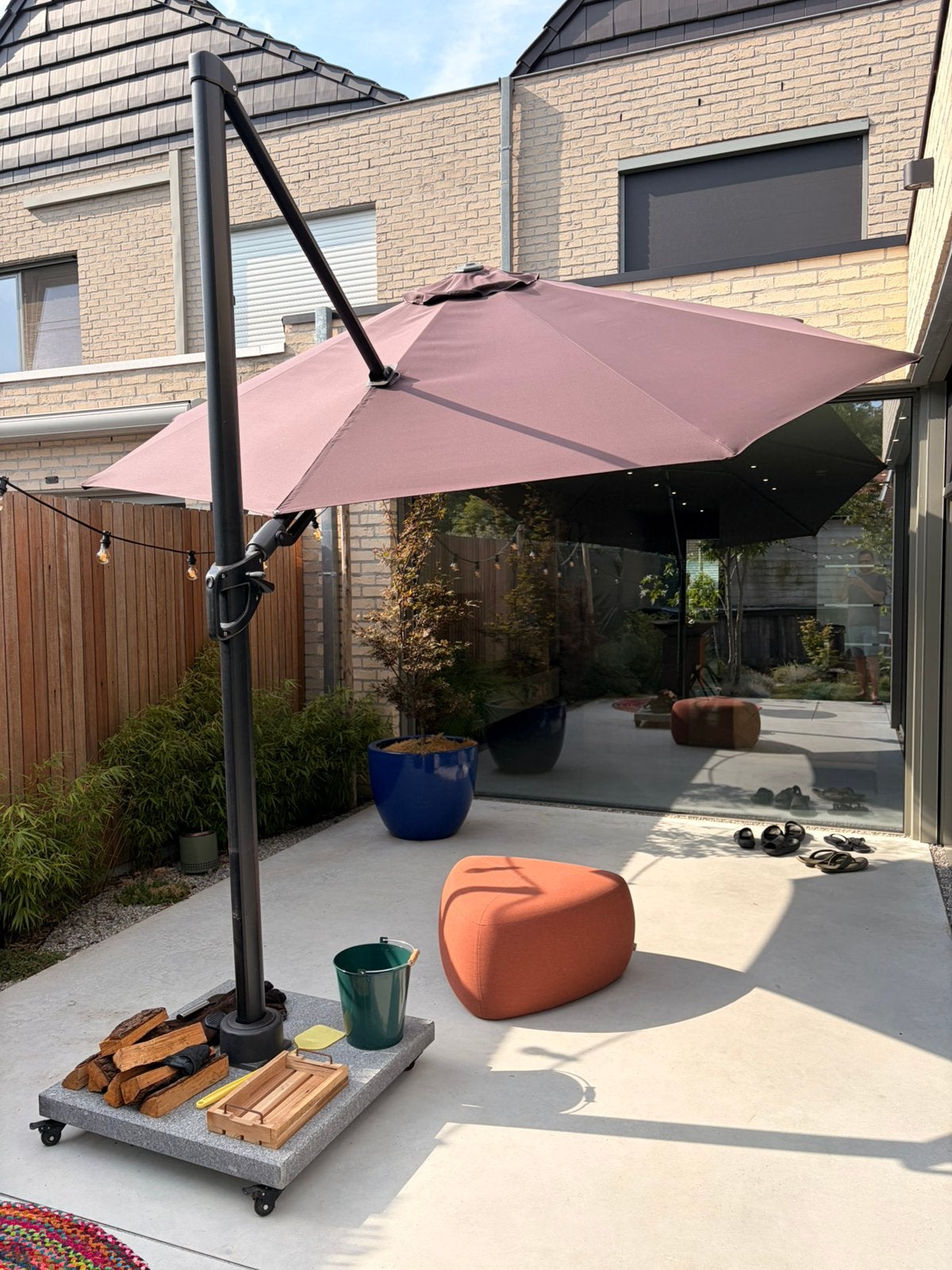 Zweefparasol met voet dia 350, Ophalen, Zo goed als nieuw, Zweefparasol, Kantelbaar