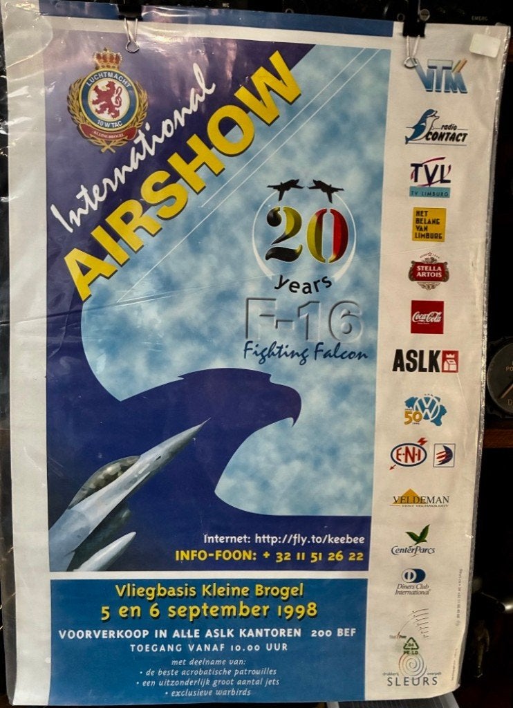 Intern. Air Show Kleine Brogel 1998, 20 Years F-16., Collections, Enlèvement ou Envoi, Utilisé