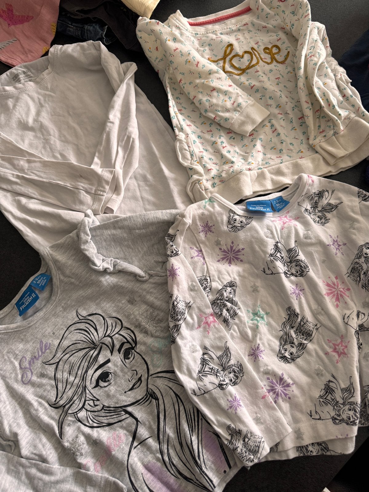 4 meisjes truitjes maat 98, Ophalen, Gebruikt