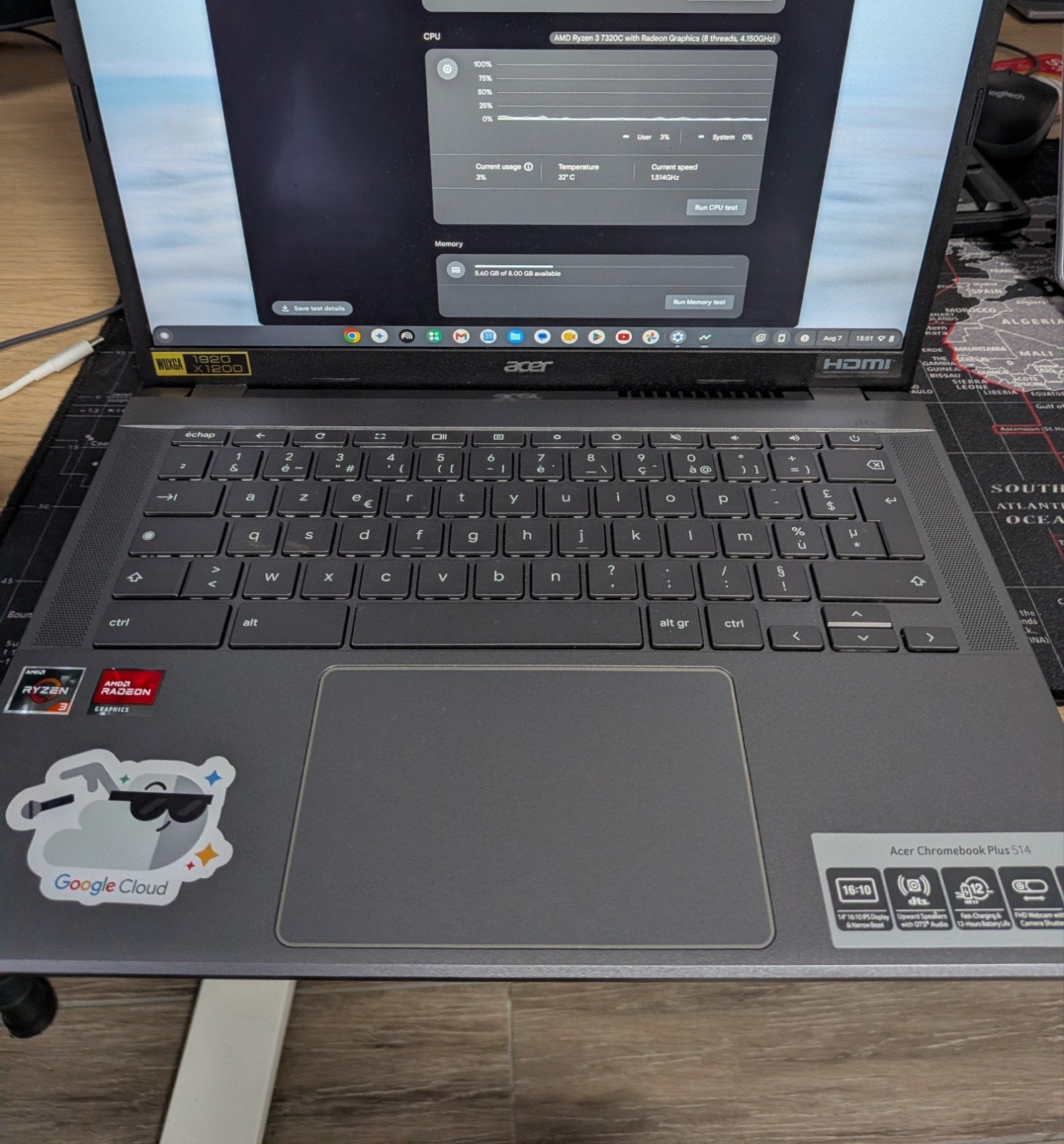 Acer Chromebook Plus 514 (256 gb disque), Computers en Software, 14 inch, 8 GB, Touchscreen, Ophalen of Verzenden