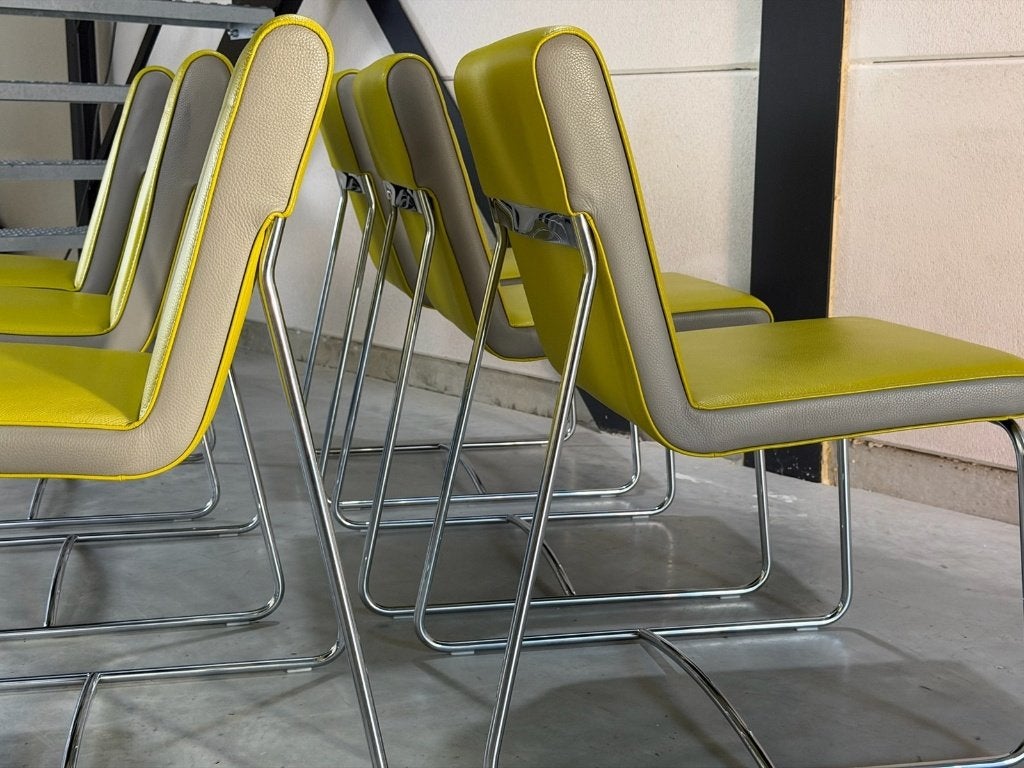 6 chaises de salle à manger Leolux Spring - état neuf, Maison & Meubles, Comme neuf, Enlèvement, Cinq, Six Chaises ou plus, Cuir