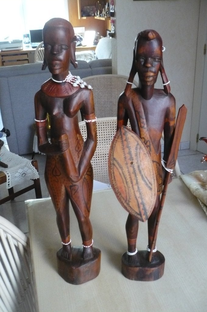 Houten beelden Congo, Antiek en Kunst, Hout, Bruin, Afrika, Houtsnijwerk