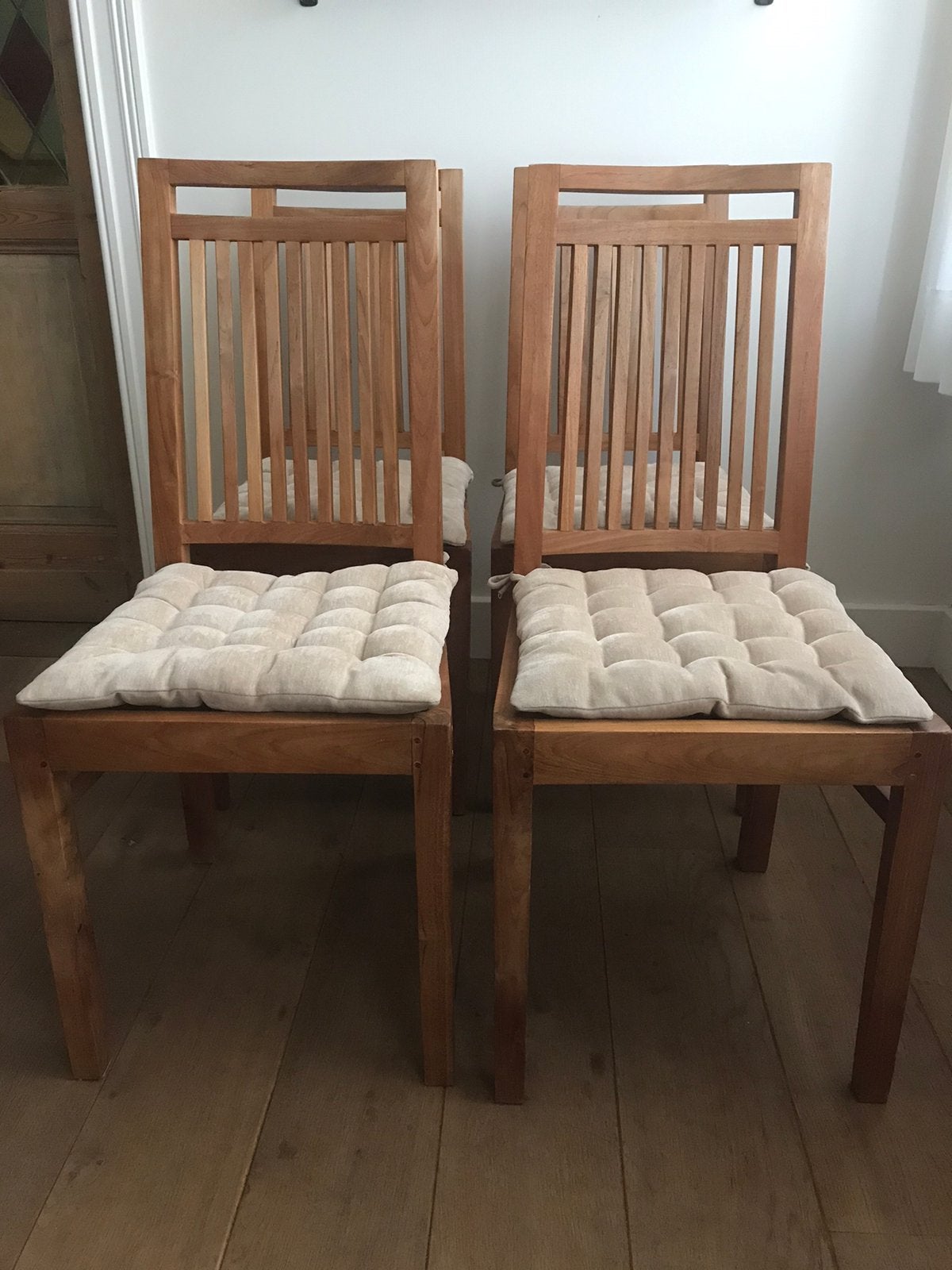 Set 4 stevige teakhouten teak houten met kussentjes, Ophalen
