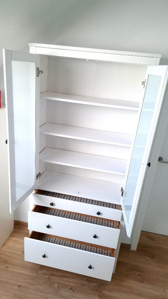 HEMNES Vitrinekast met 3 lades, Ophalen, Met lade(s), 150 tot 200 cm, 25 tot 50 cm