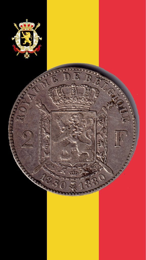 2 francs 1880 FR (petit point) - Léopold II (moins fréquent), Monnaie en vrac, Argent, Argent, Envoi