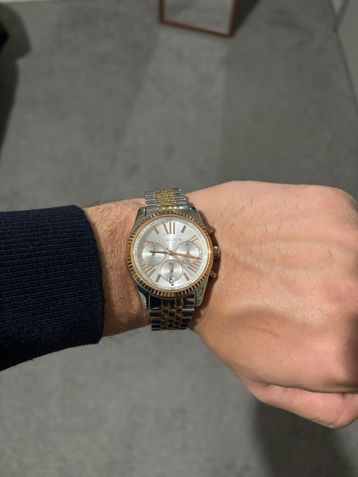Michael Kors Lexington MK5735 horloge 38mm goud/zilver, Handtassen en Accessoires, Horloges | Heren, Ophalen, Zo goed als nieuw