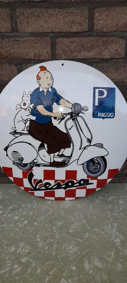 vespa emaille bord kuifje, Ophalen of Verzenden, Nieuw, Reclamebord