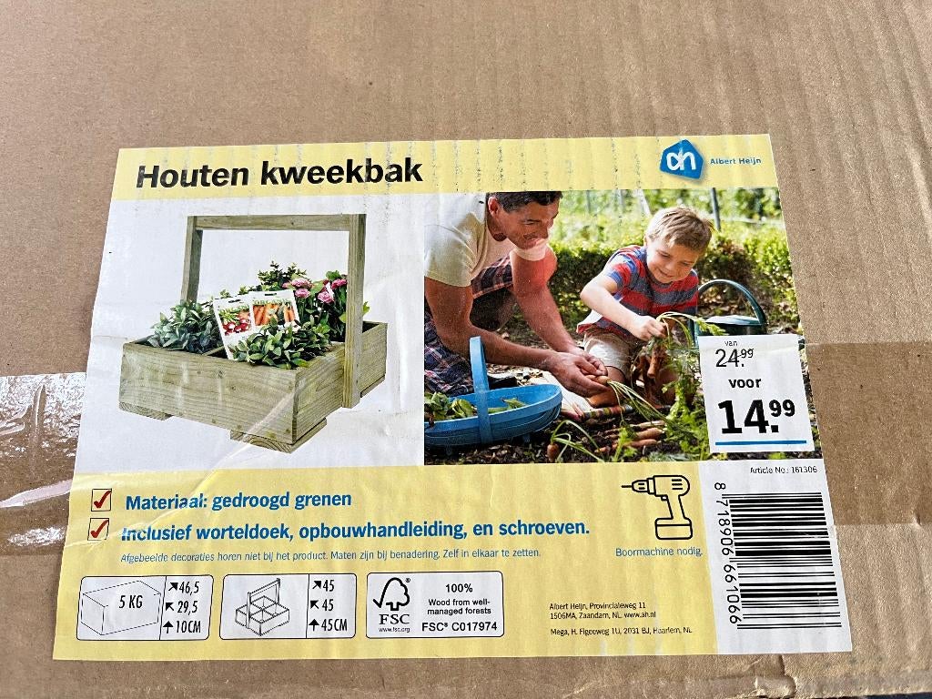 Houten kweekbak, Tuin en Terras, Ophalen, Nieuw, Kweekbak