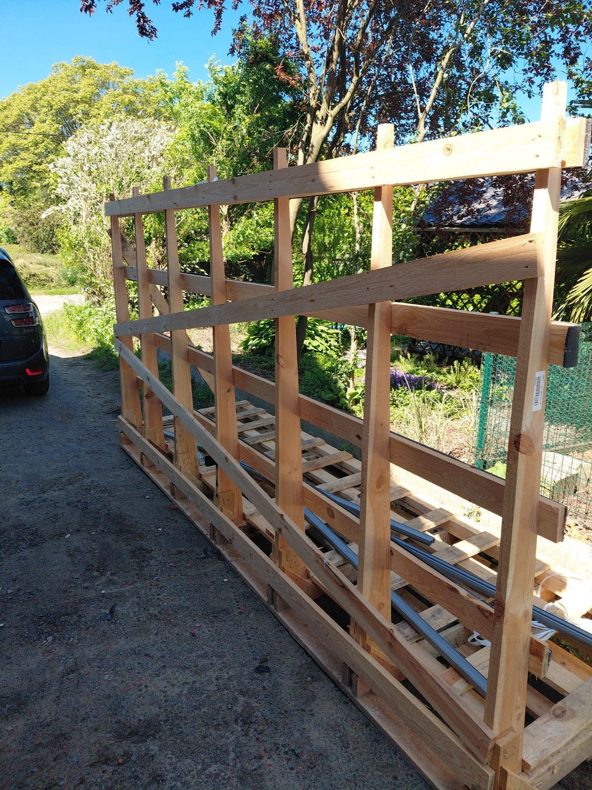 gratis 2 grote houten palletten van 4m, Enlèvement