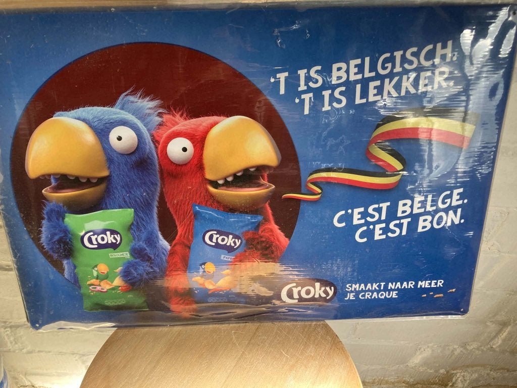 3 Plaques en métal "CROKY CHIPS" neuves, Ophalen of Verzenden, Nieuw, Reclamebord