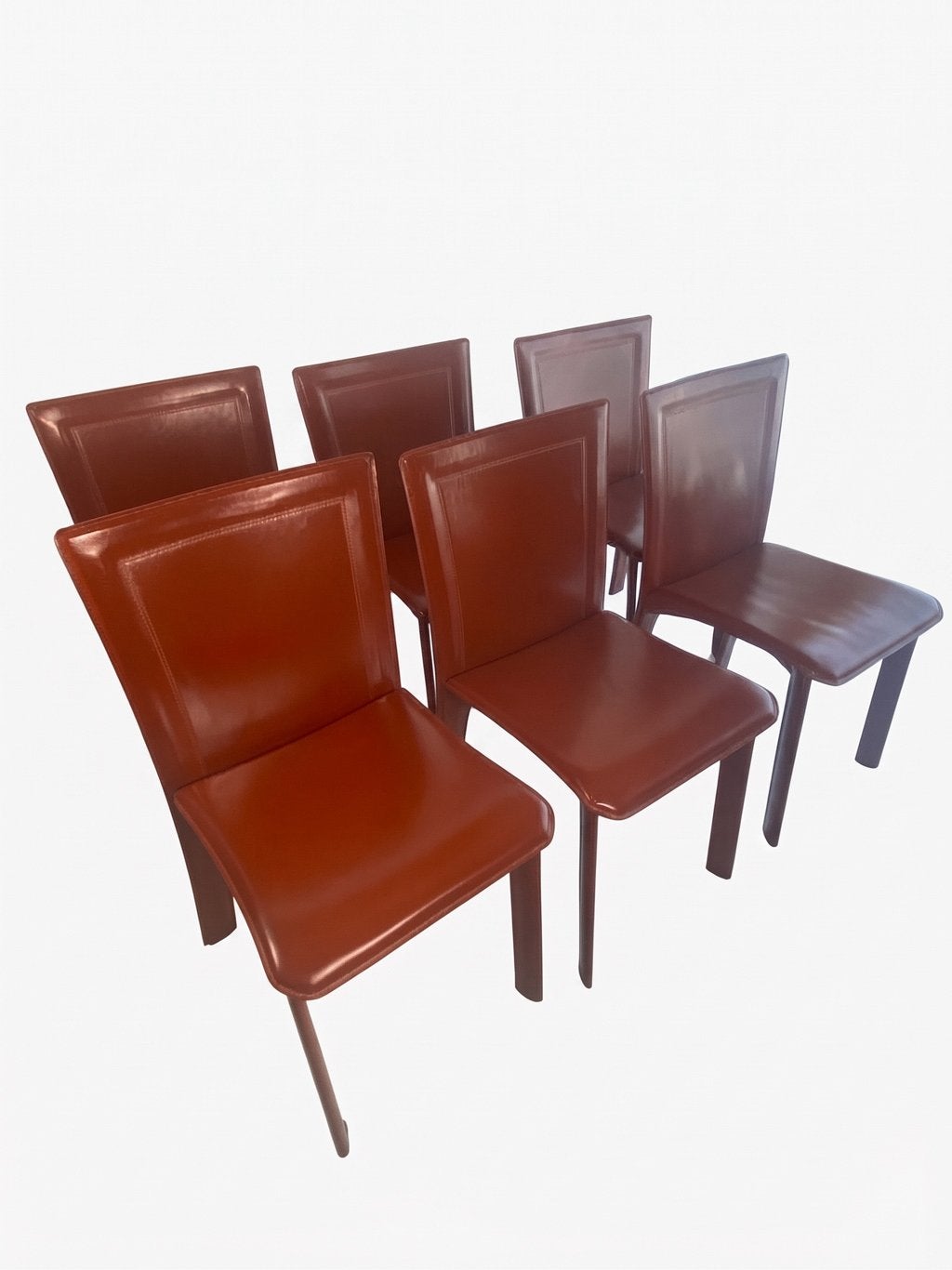 Set vintage eetkamerstoelen Terracotta Mario Bellini stijl, Maison & Meubles, Enlèvement, Utilisé, Cuir, Cinq, Six Chaises ou plus