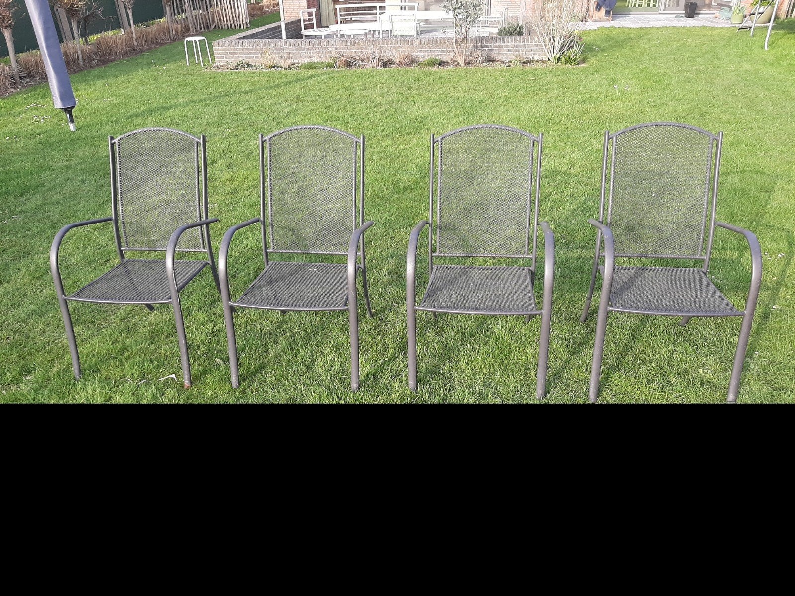 4 metalen tuinstoelen, Tuin en Terras, Ophalen