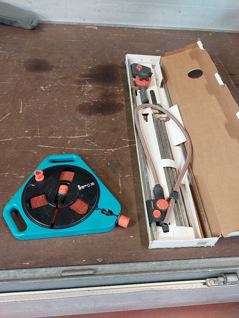Gardena Trio camping douche + Gardena Roll Fix 15m, Ophalen, Zo goed als nieuw