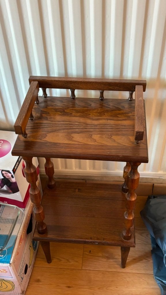 houten telefoon-/plantentafel, Ophalen, Gebruikt, Bruin, 80 cm