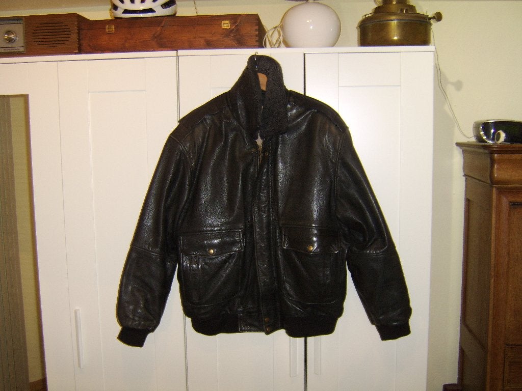 Veste cuir aviateur, Kleding | Heren, Ophalen of Verzenden, Zo goed als nieuw, Maat 52/54 (L), Zwart