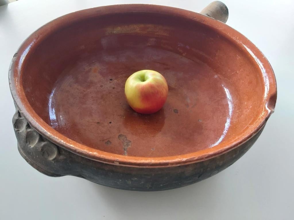 Prachtige antieke franse XL terracotta Vallauris pan /schaal, Ophalen of Verzenden