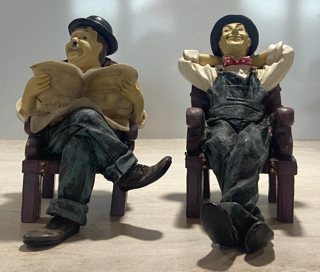 Laurel & Hardy Beeldjes (Zittend in Fauteuil) Puntgaaf !!, Enlèvement, Comme neuf, Autres types