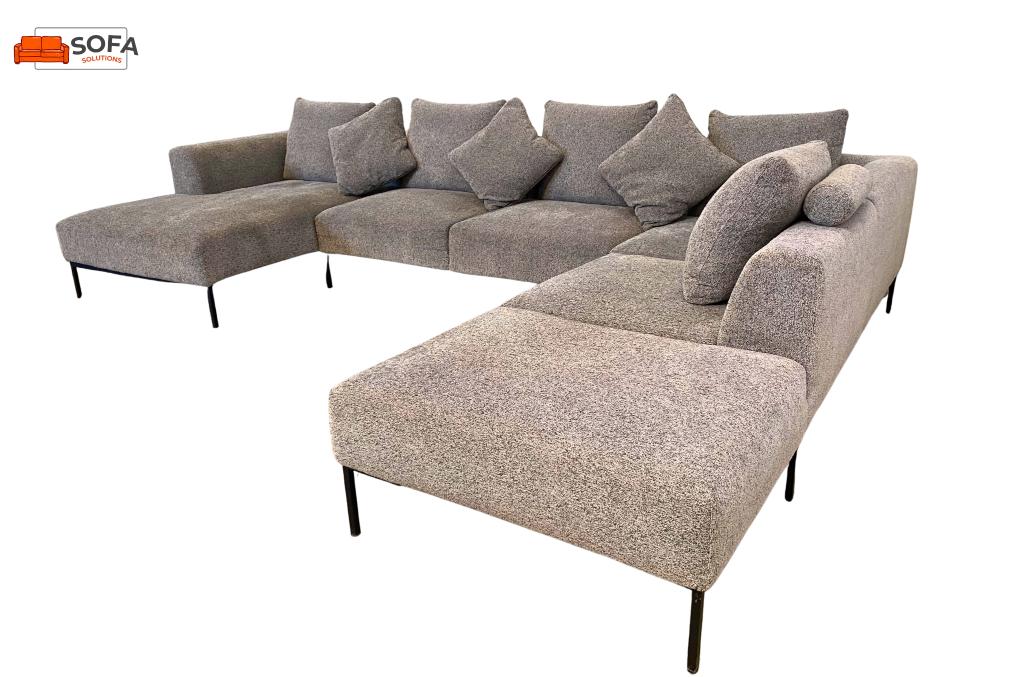 Montel Grote Grijze Stoffen U-Zetel- Gratis Levering NL, Huis en Inrichting, Hoekbank, 75 tot 100 cm, Ophalen of Verzenden, Zo goed als nieuw
