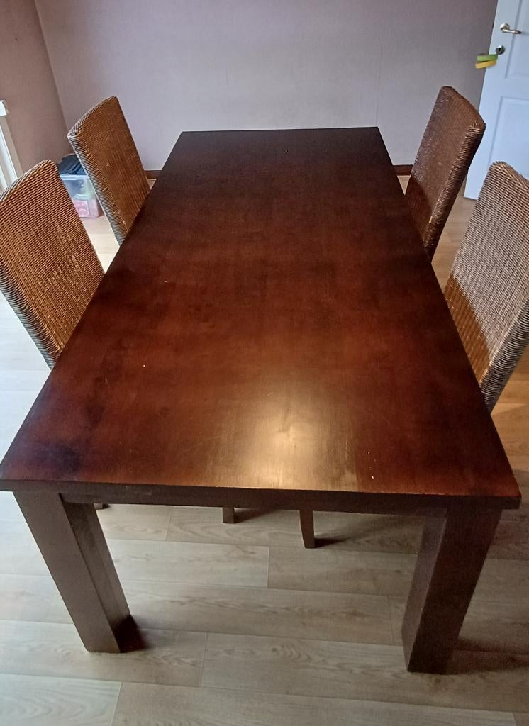 Eetkamertafel met 6 stoelen, Huis en Inrichting, Ophalen, Gebruikt, Vijf personen of meer, Rechthoekig