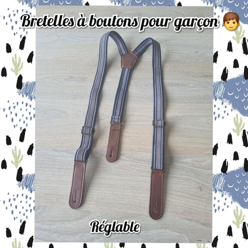 Bretelles à boutons pour garçon -gris/bleu, Enfants & Bébés, Accessoires de mode pour enfants, Enlèvement ou Envoi, Comme neuf