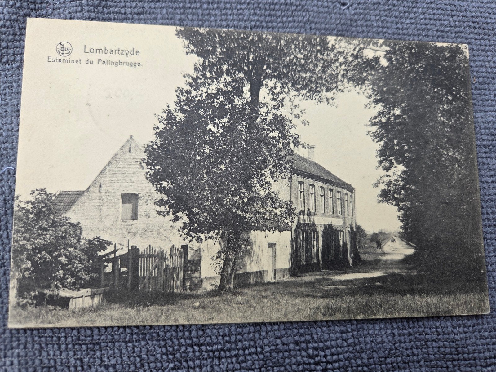 postkaart: Lombartsijde: Estaminet de Palingbrugge, Ophalen of Verzenden, Voor 1920, Gelopen, Gebouw