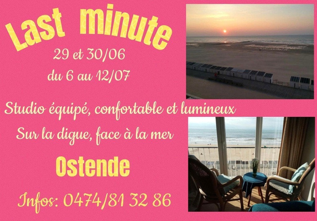 Studio digue de mer, bien équipé, lumineux, balcon, wifi, Propriétaire