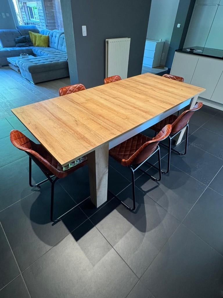 Tafel, 6 stoelen, dressoir, vitrinekast, Huis en Inrichting, Ophalen, Gebruikt, 4 tot 6 stoelen