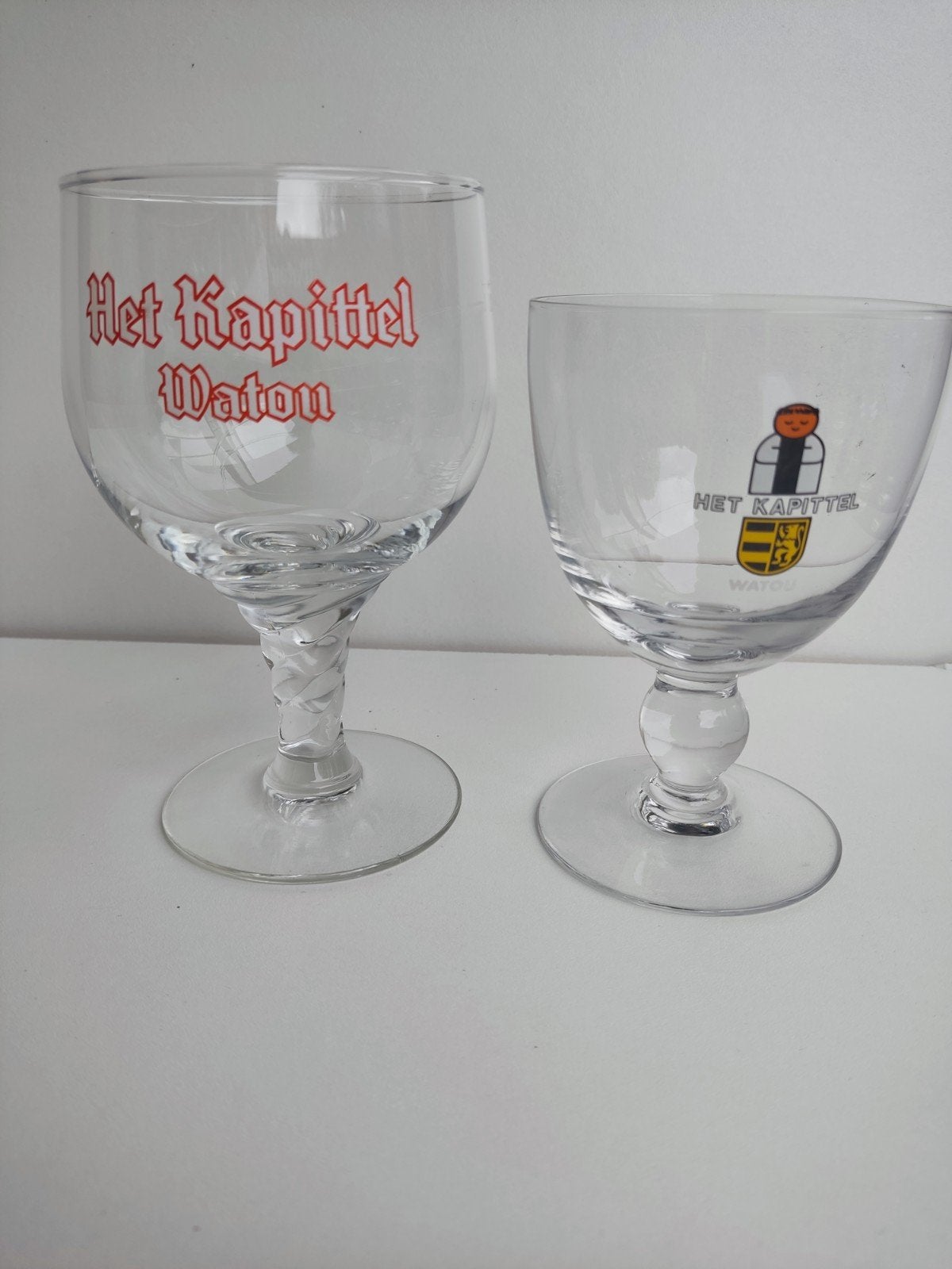 Set van 2 vintage bierglazen Het Kapittel Watou (brouwerij V, Ophalen, Gebruikt, Glas of Glazen, Overige merken