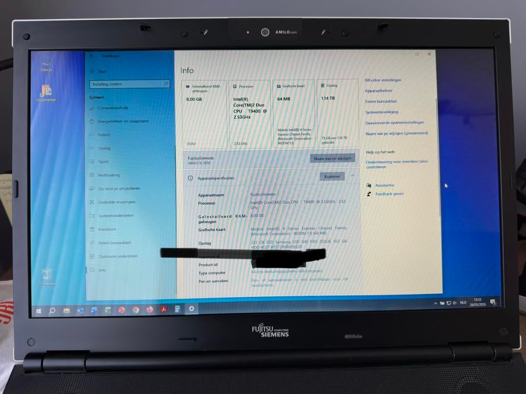 Fujitsu Siemens Xi 3650 - 18inch scherm!, Informatique & Logiciels, Enlèvement, SSD