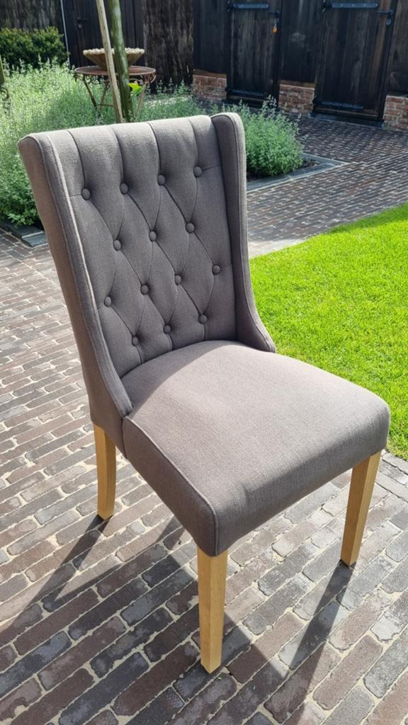 Verona Beige & Charcoal Fabric Dining Chair (Set of 2), Huis en Inrichting, Stoelen, Ophalen