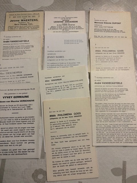 Bidprentjes Zande, Ophalen of Verzenden