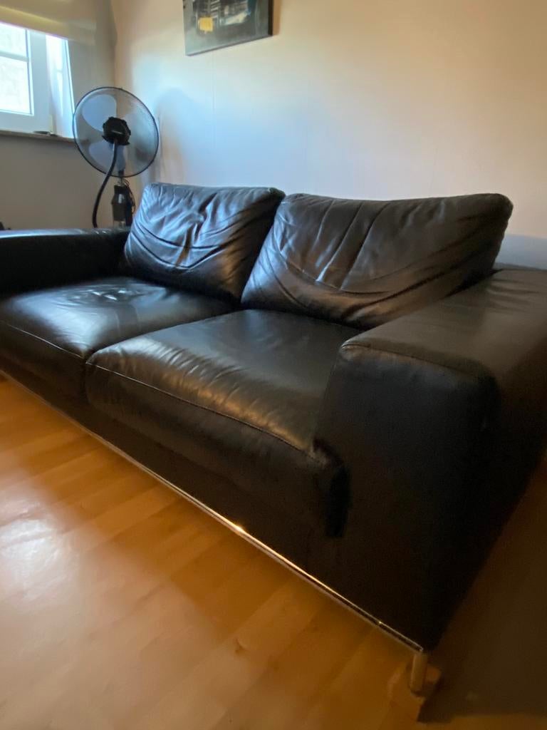 Canapé en cuir 2p., Maison & Meubles, Canapés | Sofas & Chaises Longues, Comme neuf, Deux personnes, 150 à 200 cm, 75 à 100 cm