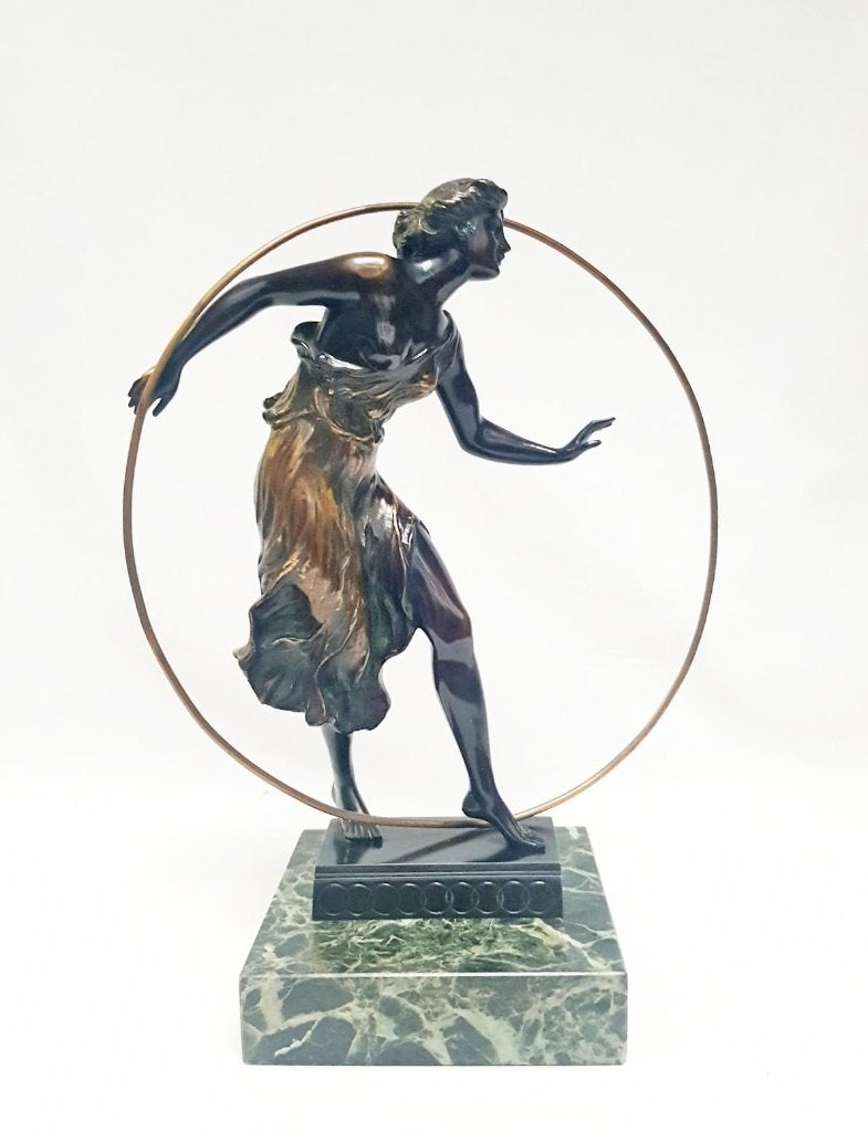 Statue Art Déco en bronze - Georges Morin., Antiquités & Art, Statue, Enlèvement ou Envoi, Art deco, Marqué