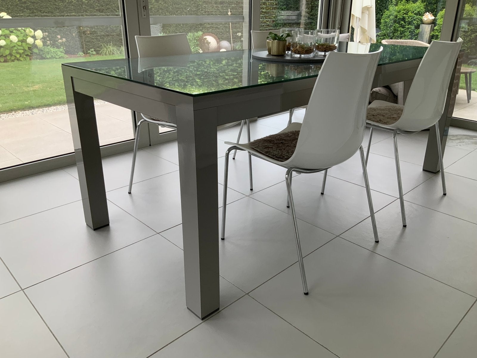Eettafel 220 x 90, Huis en Inrichting, Tafels | Eettafels, Ophalen, Zo goed als nieuw, Glas