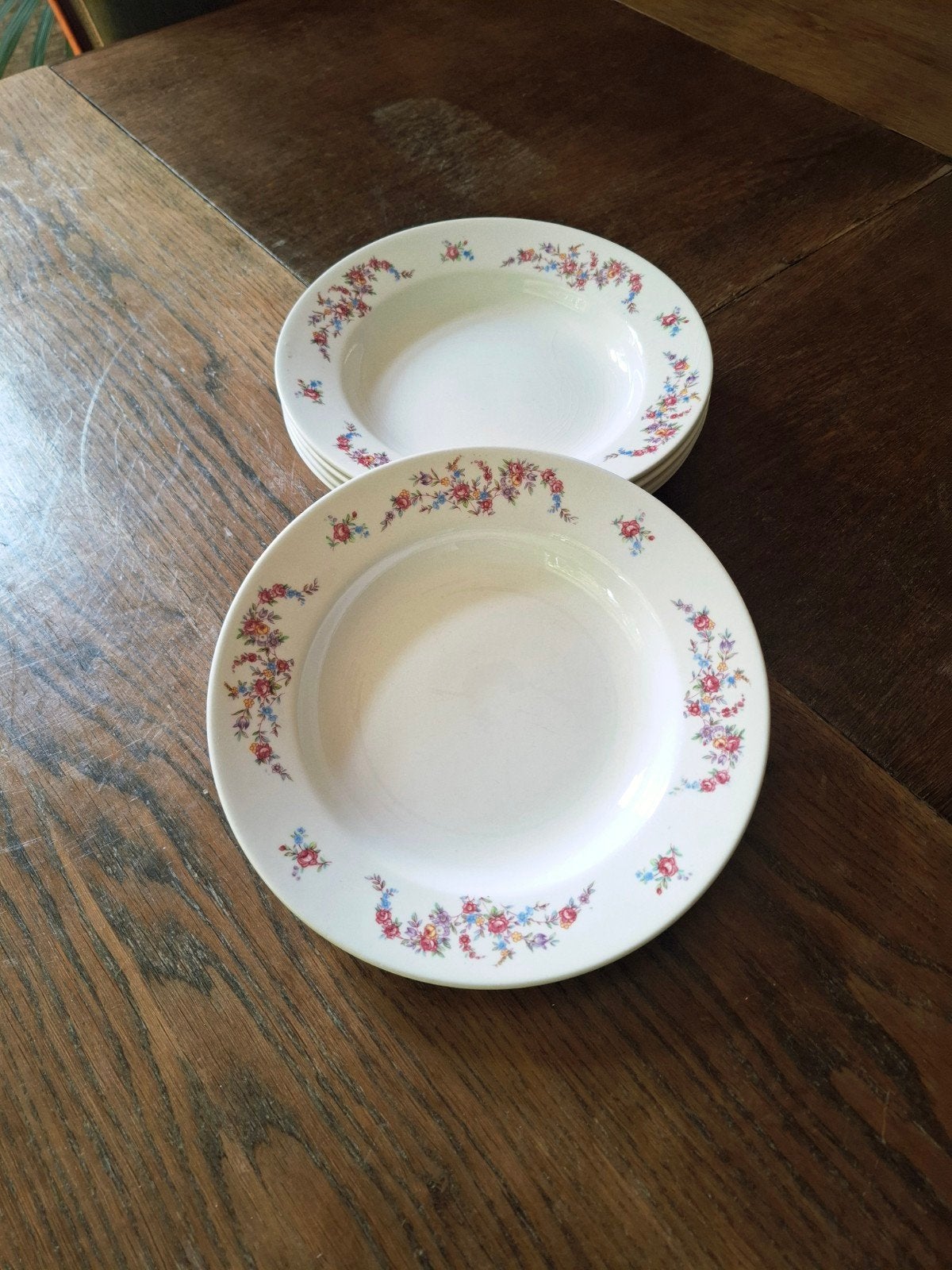 Vintage diepe borden bloemmotief Maastricht, Ophalen of Verzenden