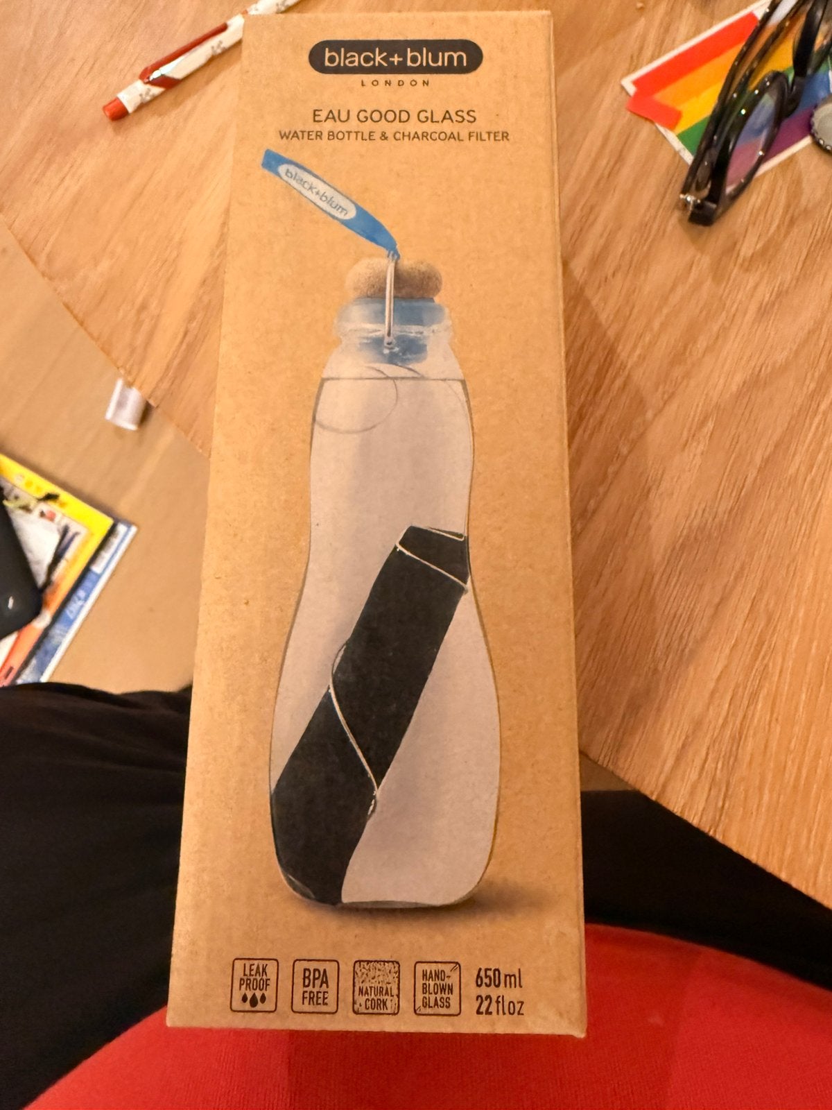 Goede glazen fles met koolstoffilter zwart+blum, Ophalen, Nieuw