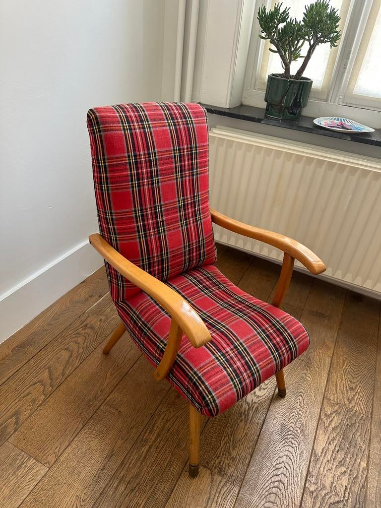 Fauteuil enfant vintage en tartan, Moins de 75 cm, Vintage, Enlèvement, Utilisé