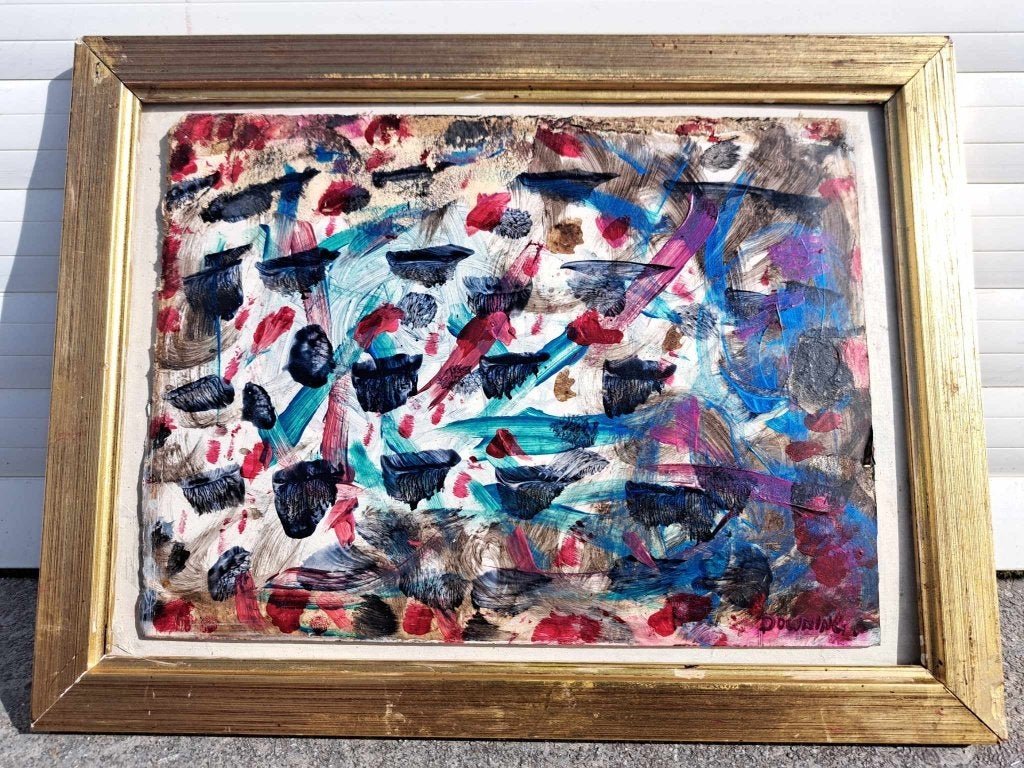 huile sur carton abstrait signe joe downing, Antiquités & Art, Art | Peinture | Classique, Enlèvement ou Envoi, Abstrait