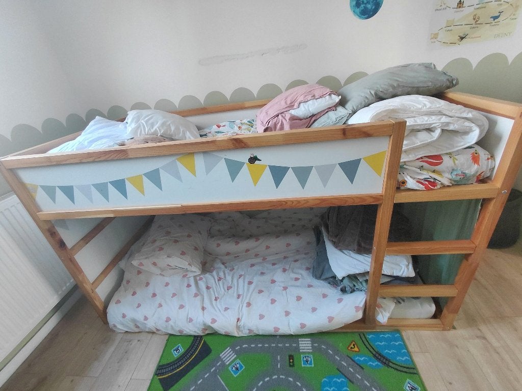 lit superposé en bois avec matelas, Enlèvement, Utilisé, Lit mezzanine ou Lit superposé