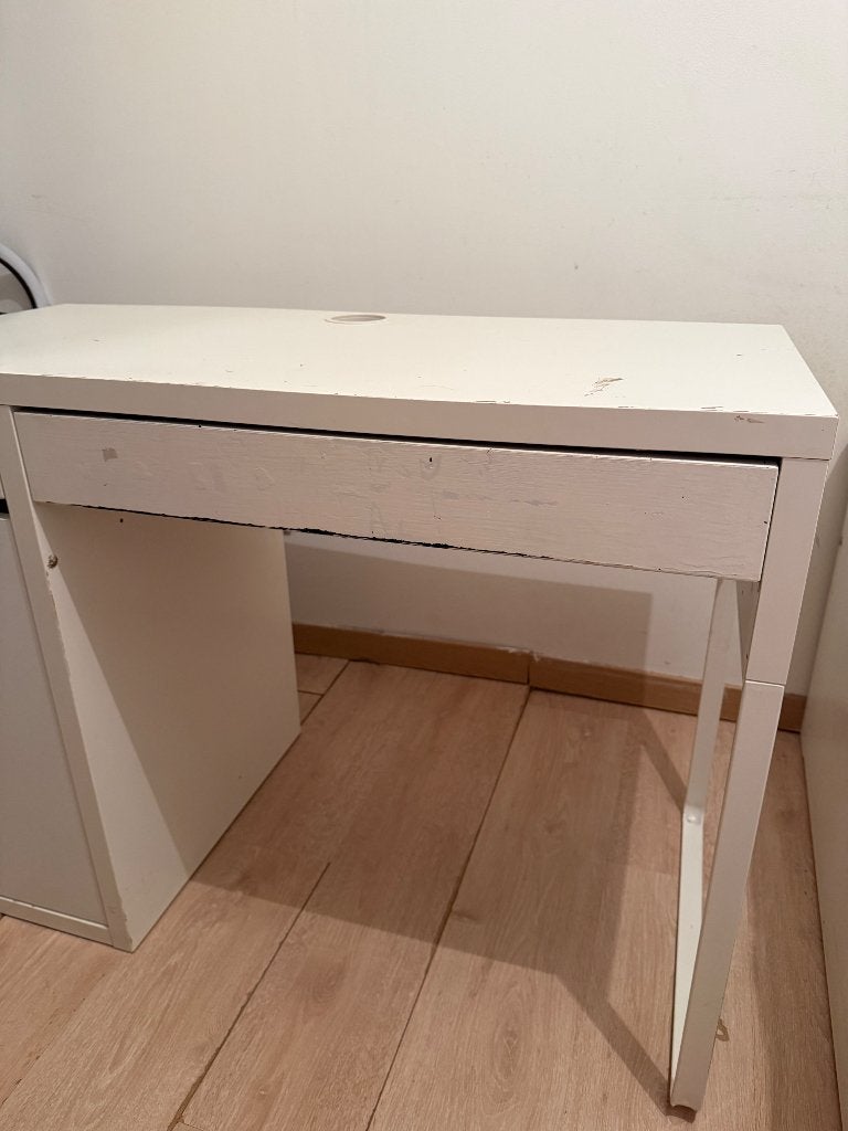Bureau IKEA blanc + chaise de bureau à donner, Enlèvement, Utilisé, Blanc, Chaise de bureau