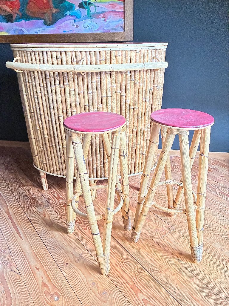 tiki bar met 2 krukken  / Vintage toog, Ophalen