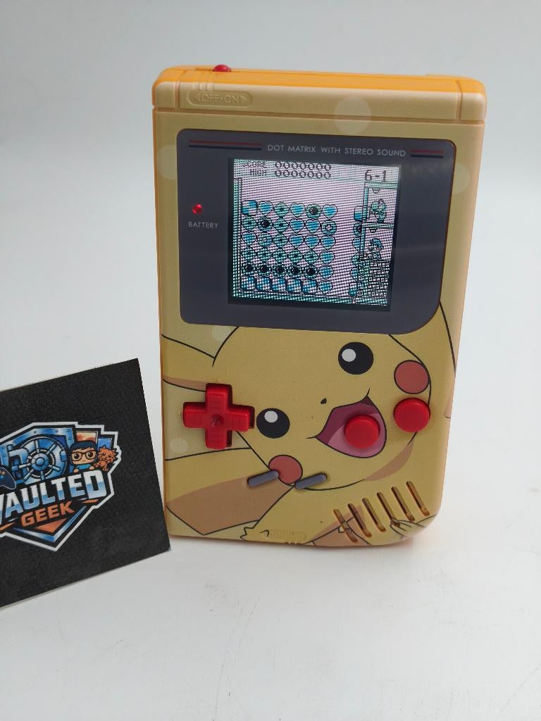 Nintendo Game Boy DMG IPS USB-C Pikachu custom mod, Ophalen of Verzenden, Refurbished, Game Boy Classic