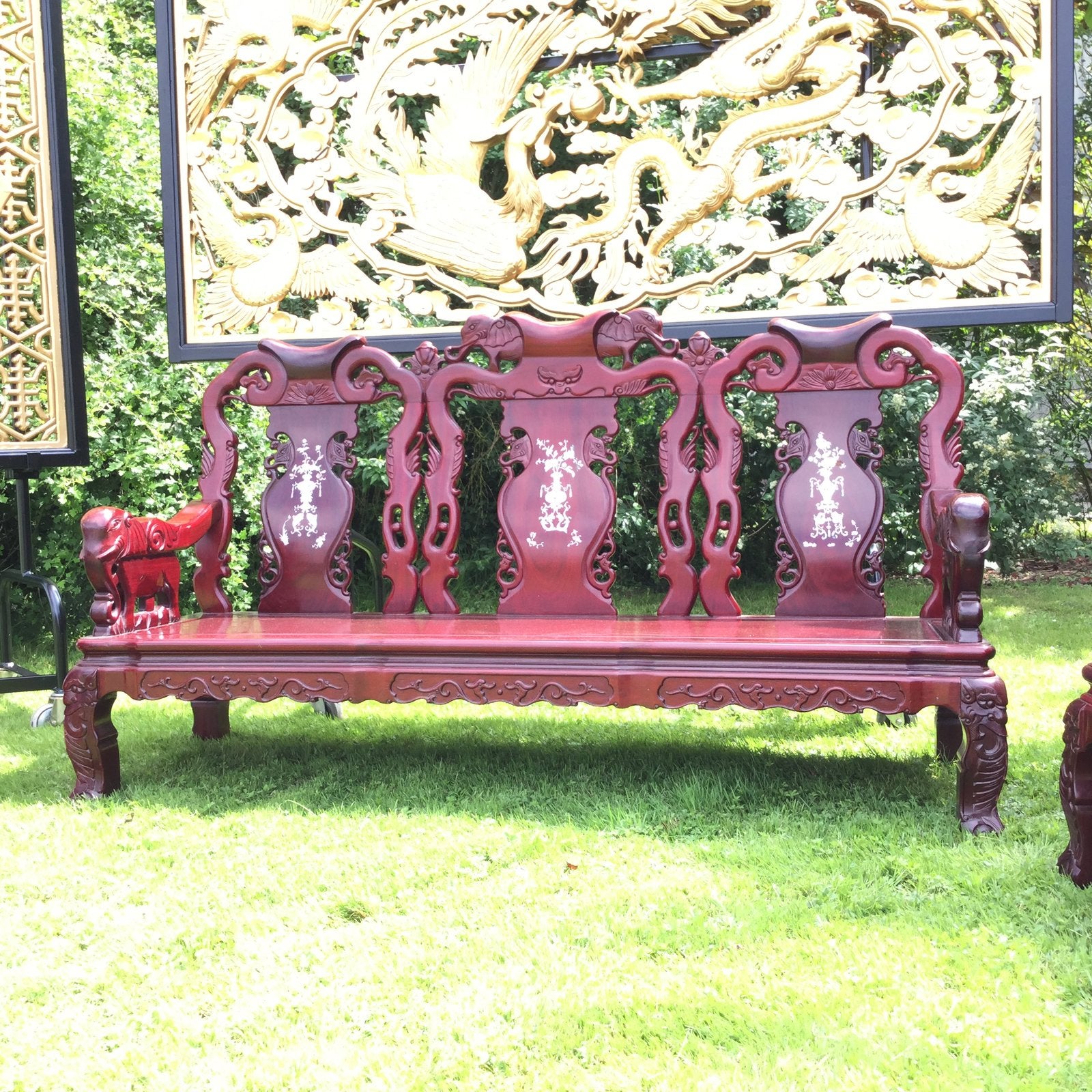 Chinees meubel Chinese bank palissanderhout parelmoer inleg, Antiek en Kunst, Ophalen
