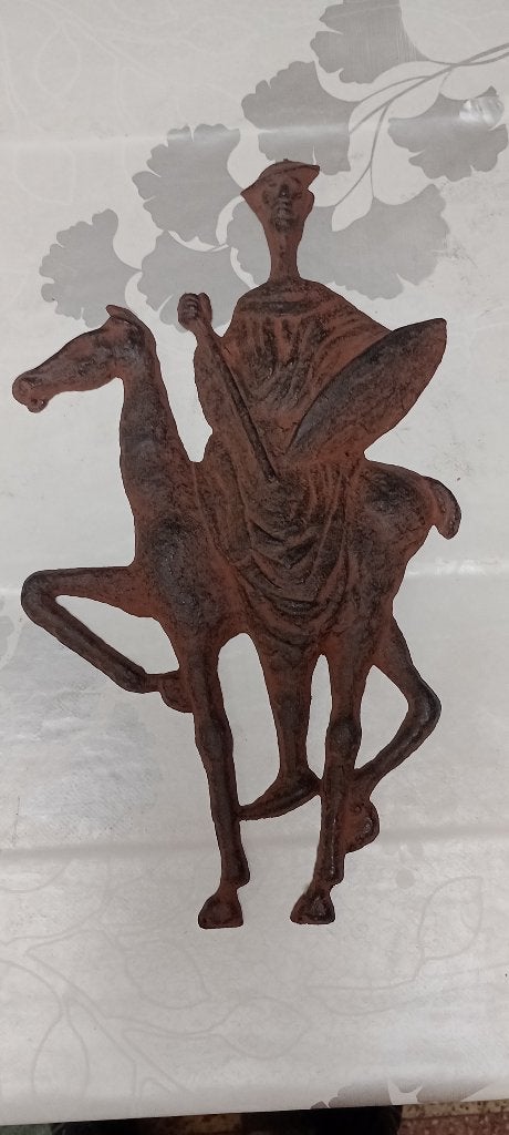 Plaque murale Don Quichotte chevalier vintage 37cm, Enlèvement ou Envoi, Patiné, Cuir, Statue