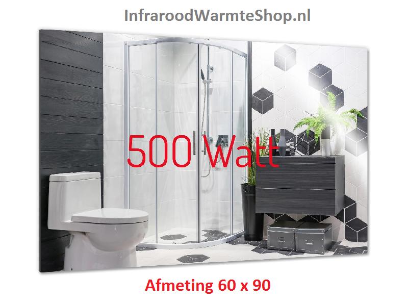 Infrarood verwarming spiegel 500W randloos 60 x 90m, Ophalen of Verzenden