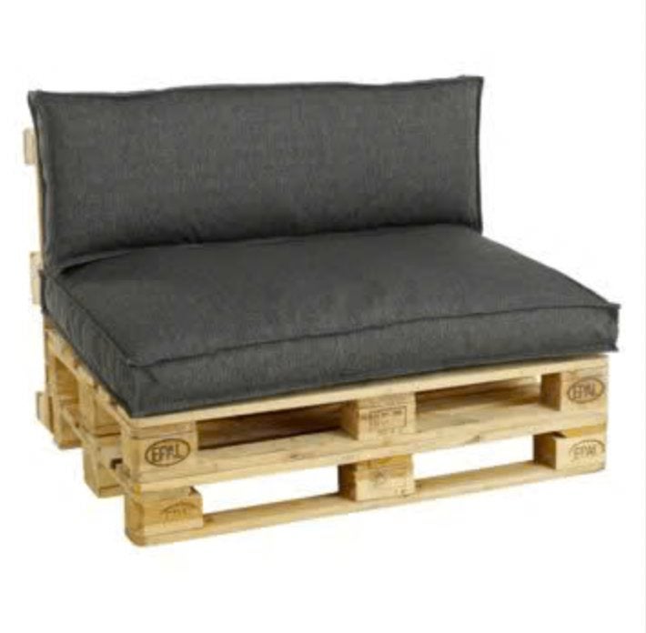 Siège avec coussin en palette + dossier anthracite (3 sets), Enlèvement, Comme neuf
