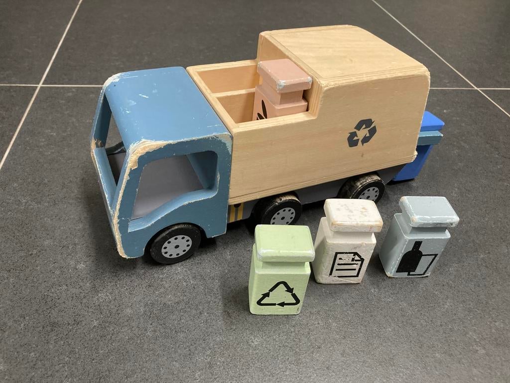 Houten speelgoed vuilniswagen, Ophalen of Verzenden, Gebruikt
